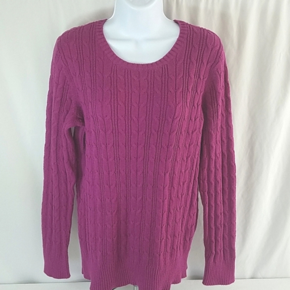 St Johns Bay Women's Fuschia Crew Neck Sweater Size Large